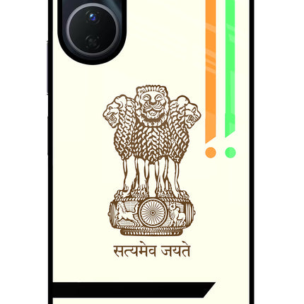 Satyamev Jayate Brown Logo Vivo Y16 Glass Case Back Cover by Casekaro