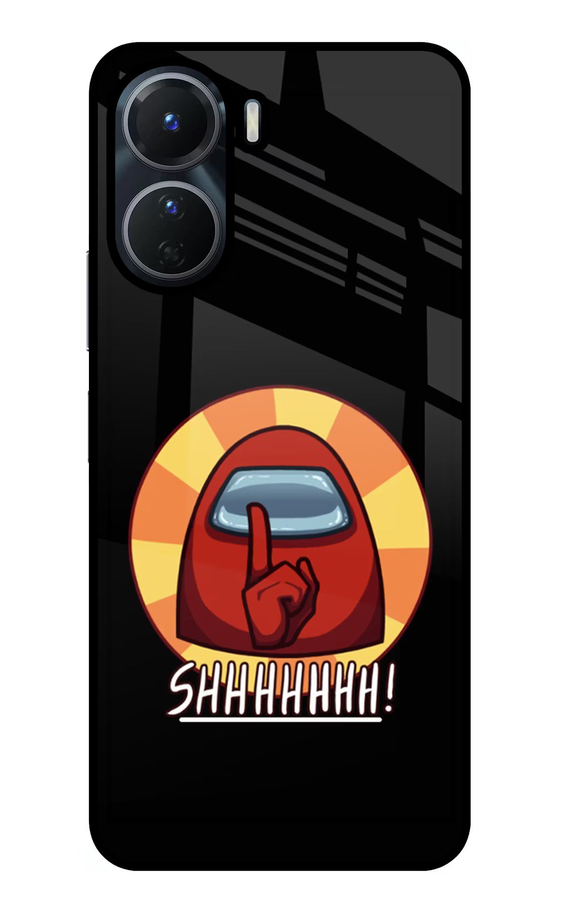 Among Us Shhh! Vivo Y16 Glass Case Back Cover by Casekaro
