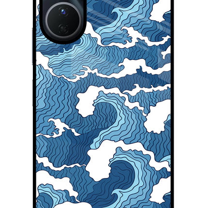 Blue Waves Vivo Y16 Glass Case Back Cover by Casekaro