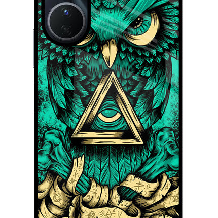 Green Owl Vivo Y16 Glass Case Back Cover by Casekaro