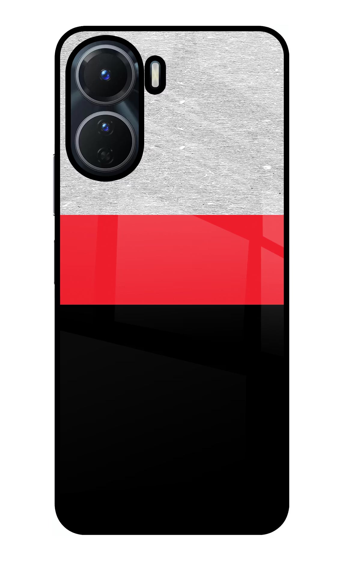 Tri Color Pattern Vivo Y16 Glass Case Back Cover by Casekaro
