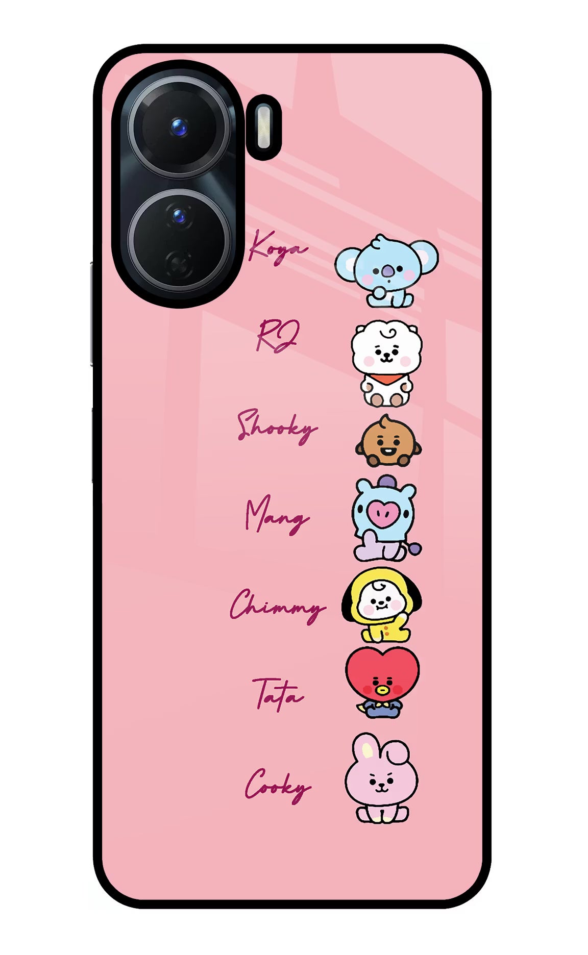 BTS names Vivo Y16 Glass Case Back Cover by Casekaro