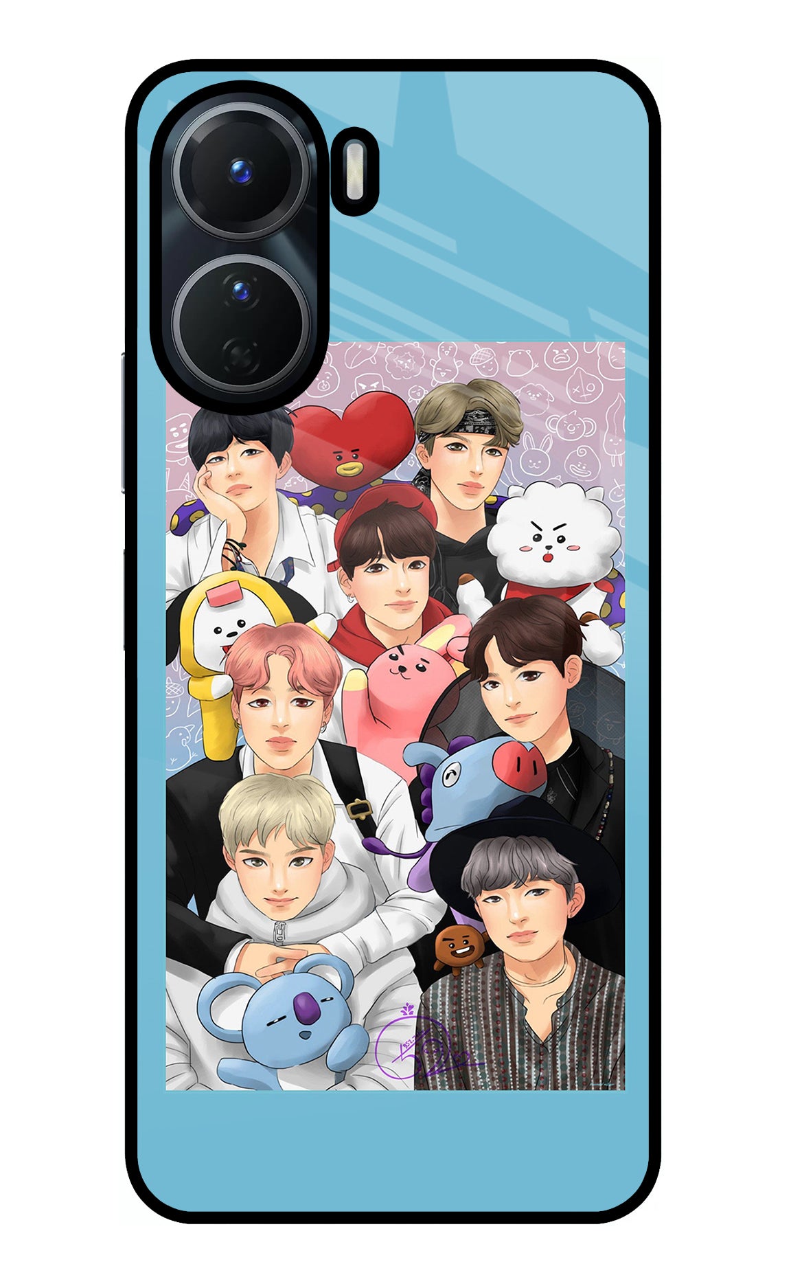 BTS with animals Vivo Y16 Glass Case