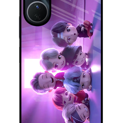 BTS Chibi Vivo Y16 Glass Case Back Cover by Casekaro