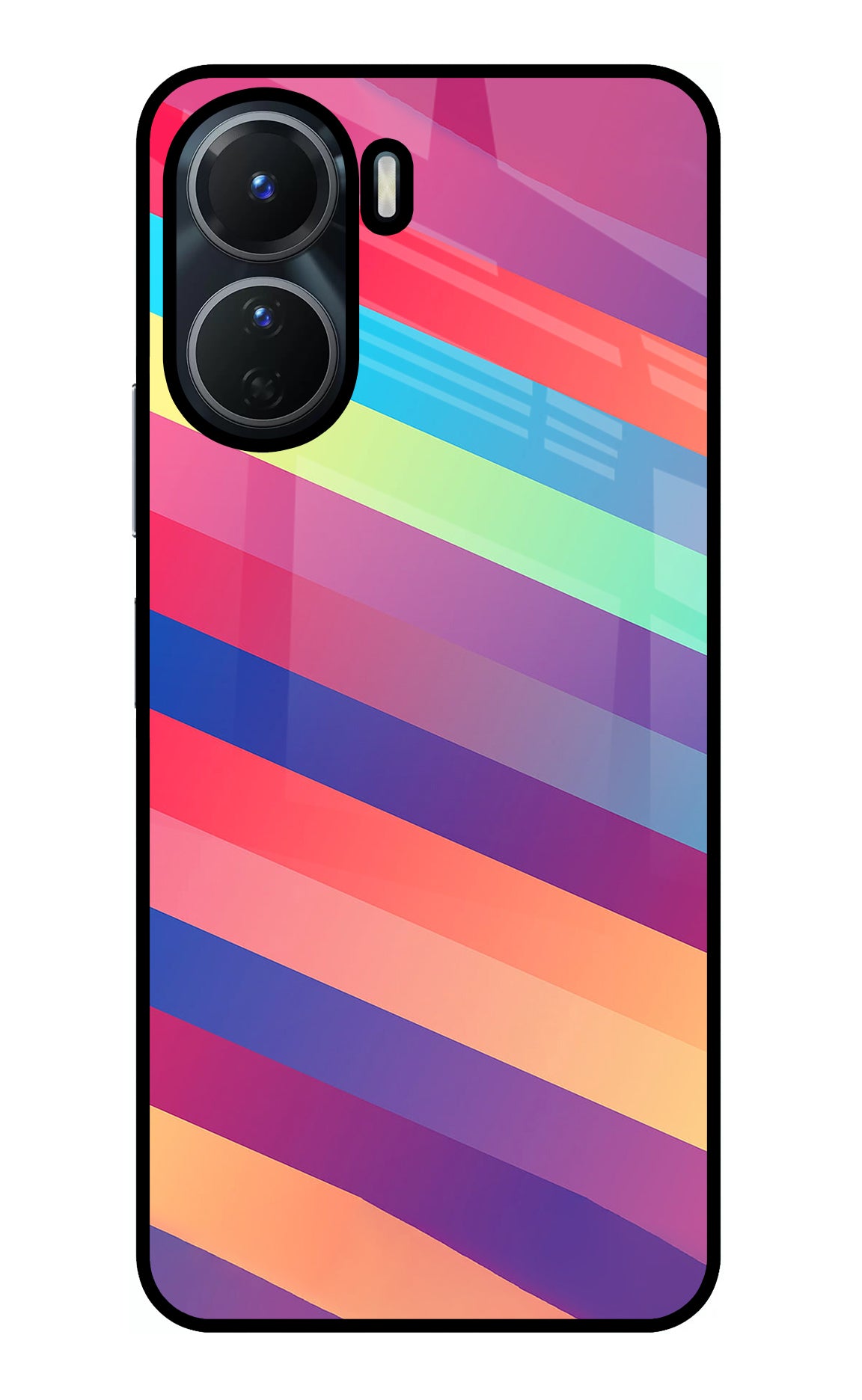 Stripes color Vivo Y16 Glass Case