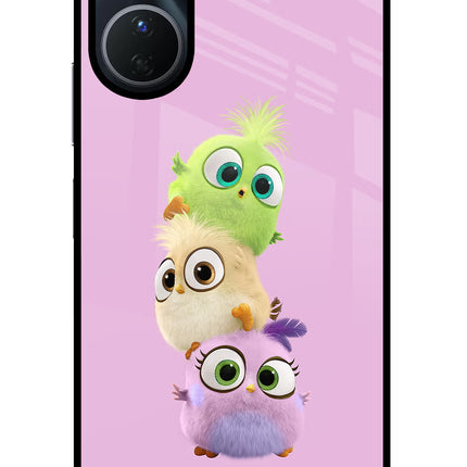 Cute Little Birds Vivo Y16 Glass Case Back Cover by Casekaro