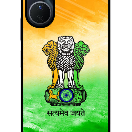Satyamev Jayate Flag Vivo Y16 Glass Case Back Cover by Casekaro