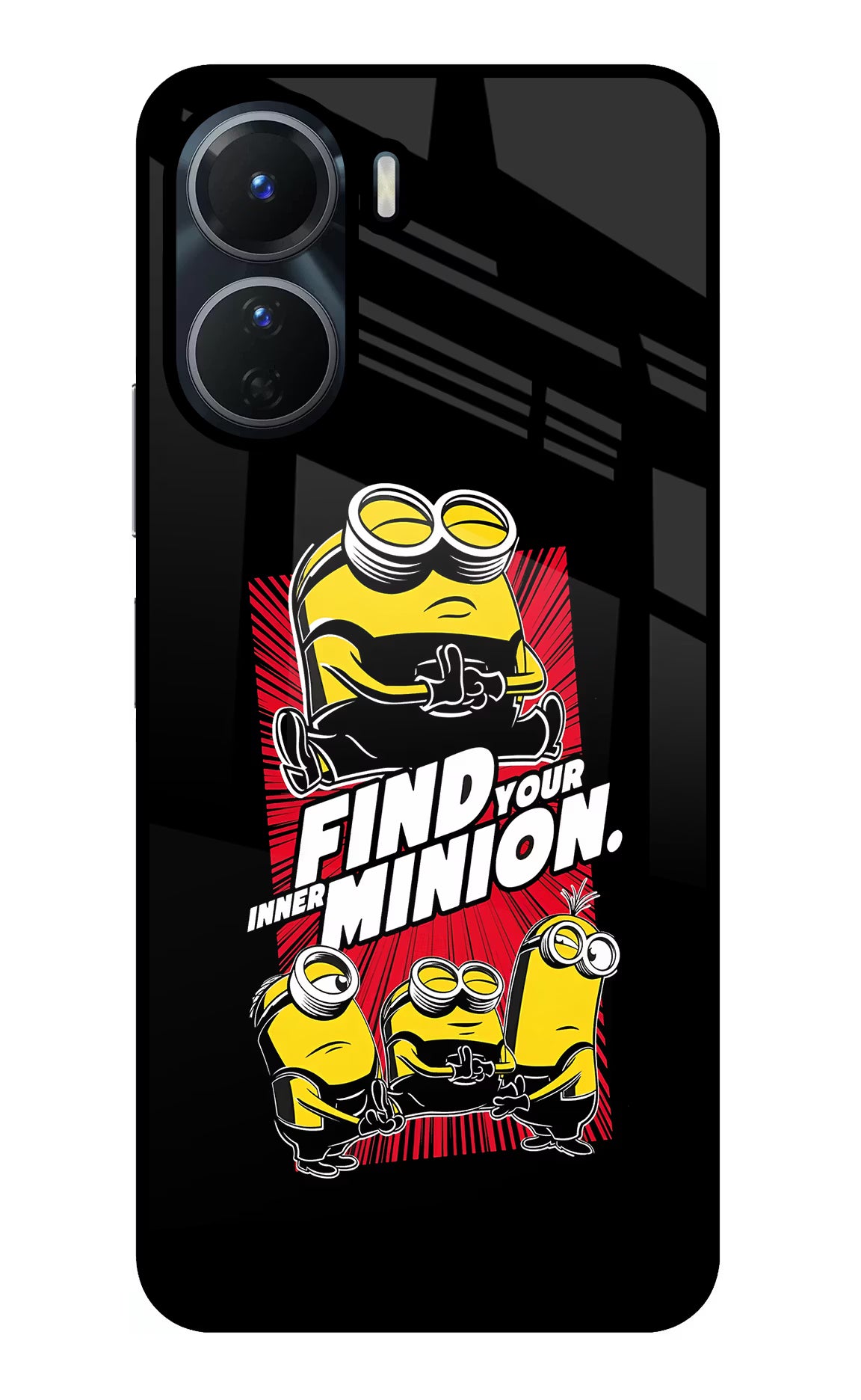 Find your inner Minion Vivo Y16 Glass Case Back Cover by Casekaro
