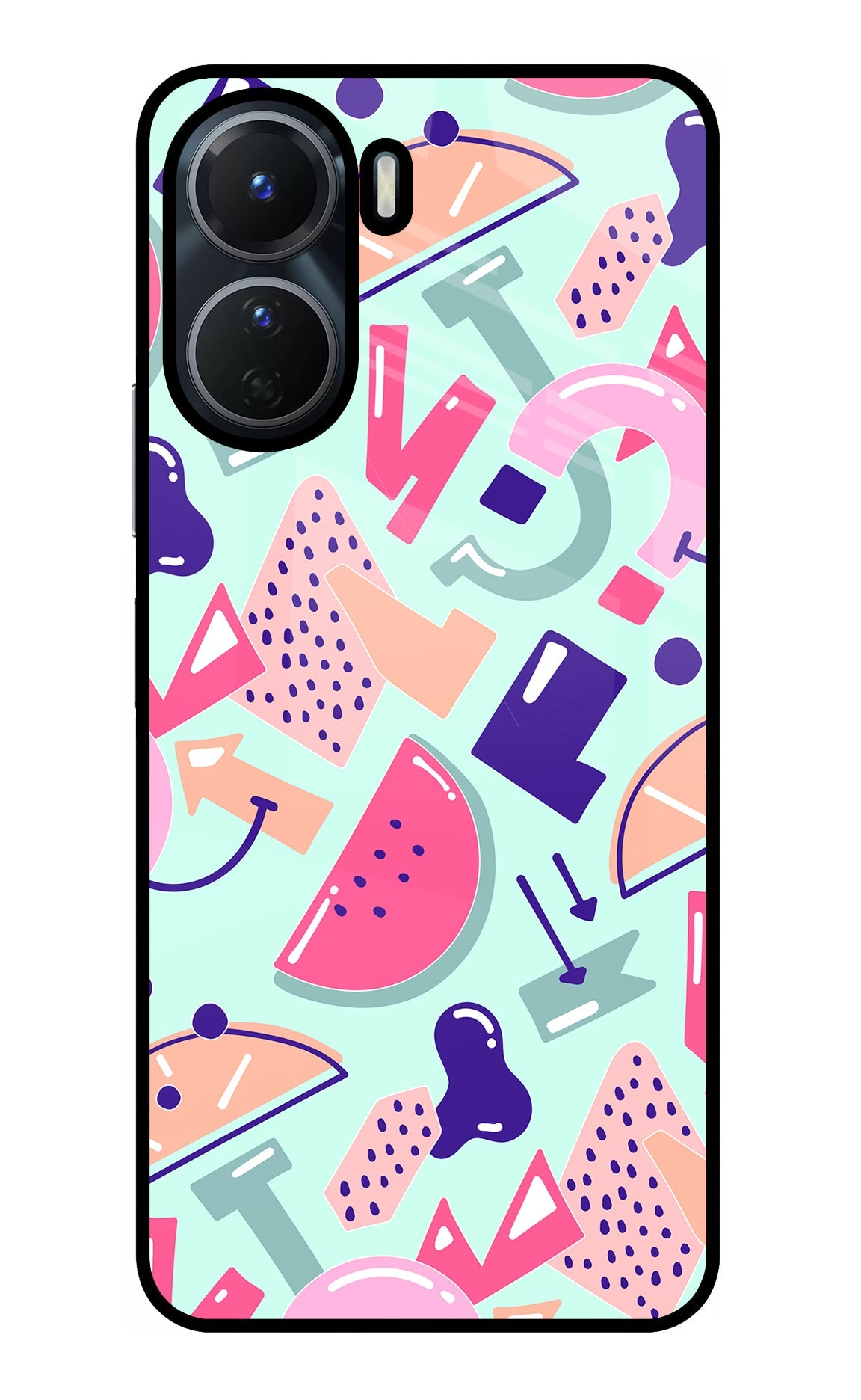 Doodle Pattern Vivo Y16 Glass Case