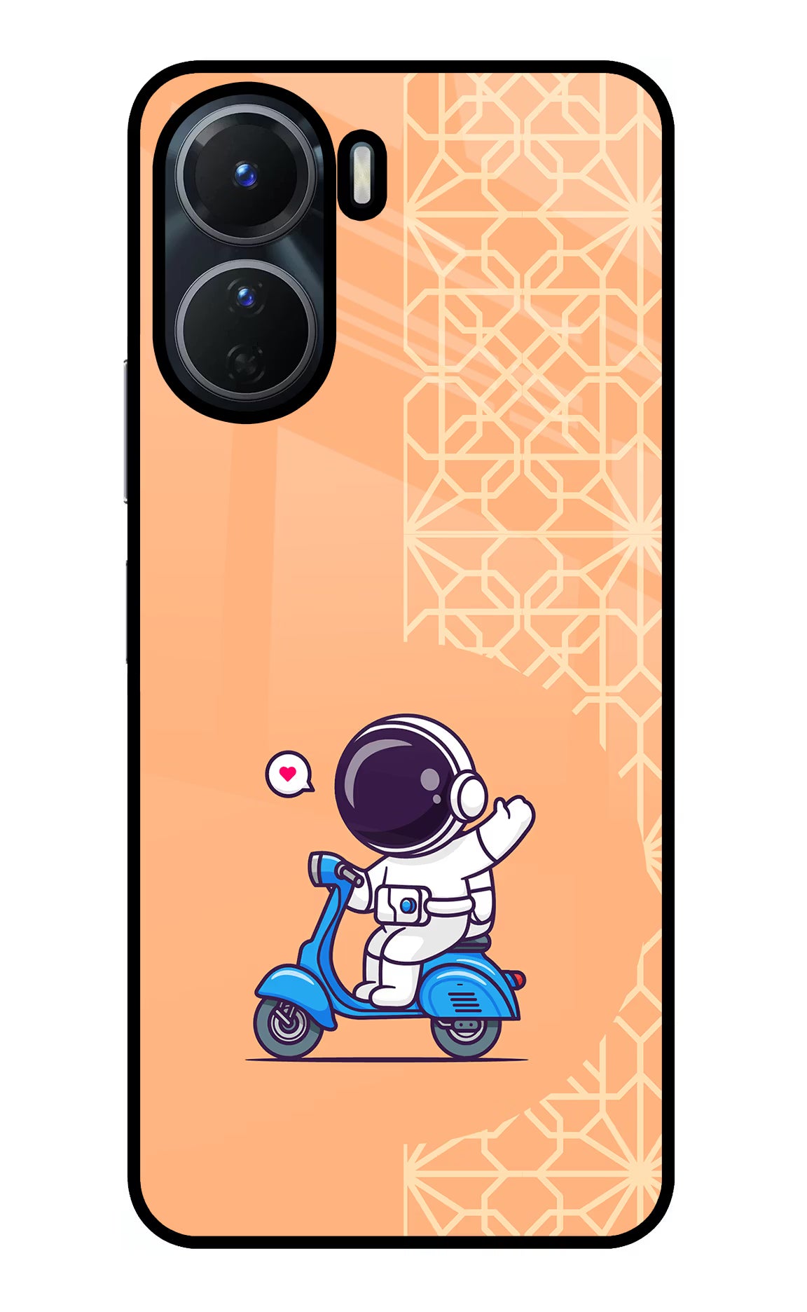 Cute Astronaut Riding Vivo Y16 Glass Case Back Cover by Casekaro