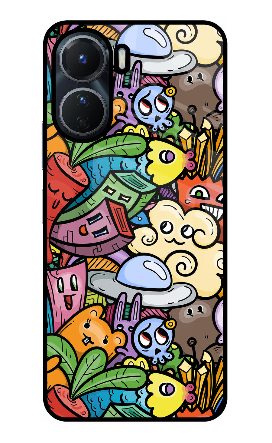 Veggie Doodle Vivo Y16 Back Cover, Glass case