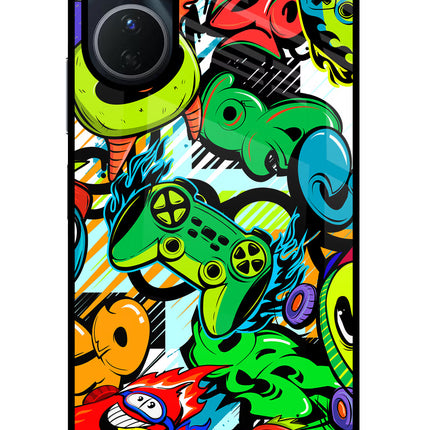 Game Doodle Vivo Y16 Glass Case Back Cover by Casekaro