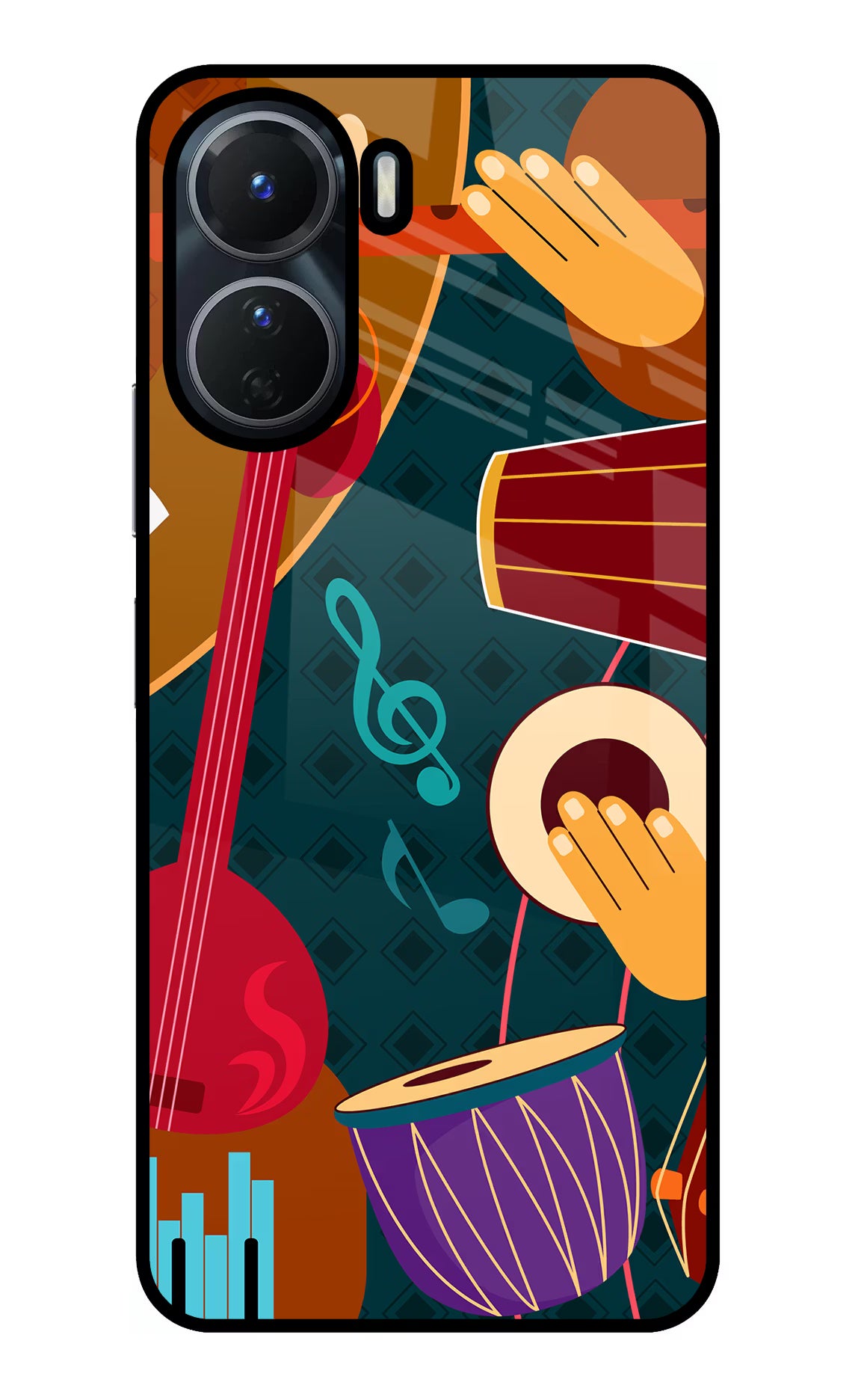 Music Instrument Vivo Y16 Glass Case Back Cover by Casekaro