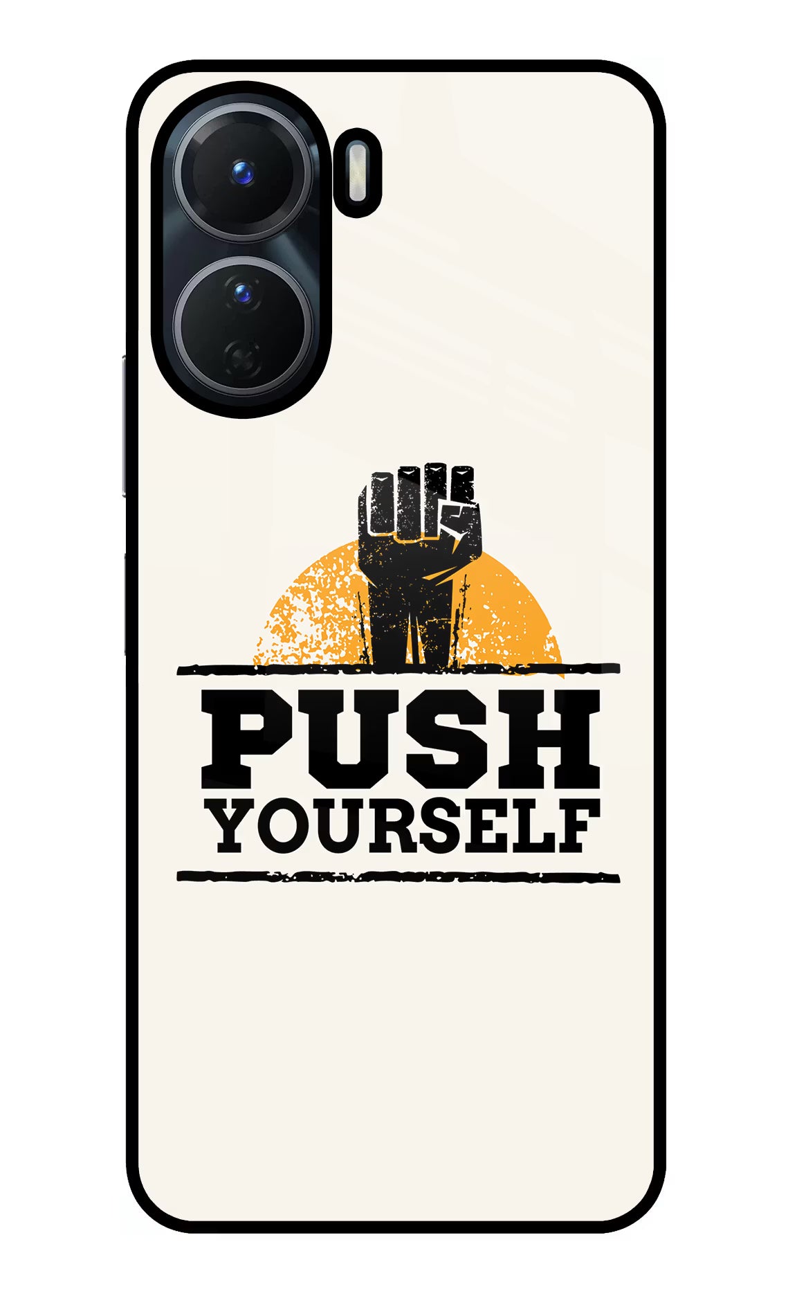 Push Yourself Vivo Y16 Glass Case Back Cover by Casekaro
