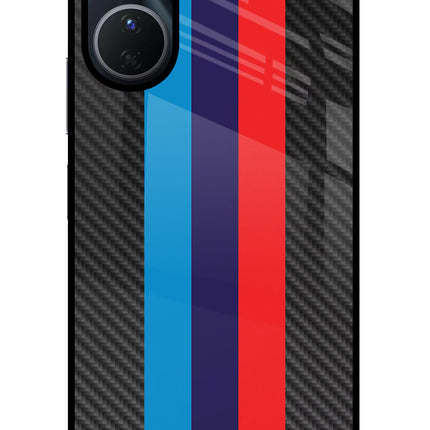 BMW Stripes Pattern Vivo Y16 Glass Case Back Cover by Casekaro