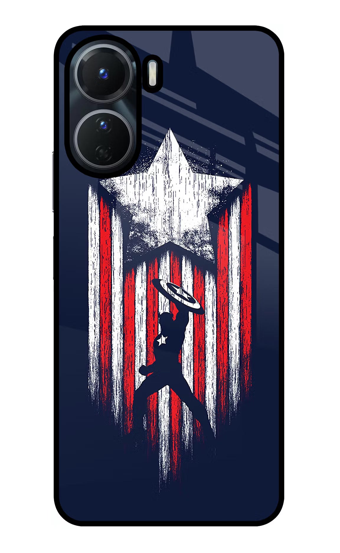 Captain America Marvel Art Vivo Y16 Glass Case Back Cover by Casekaro