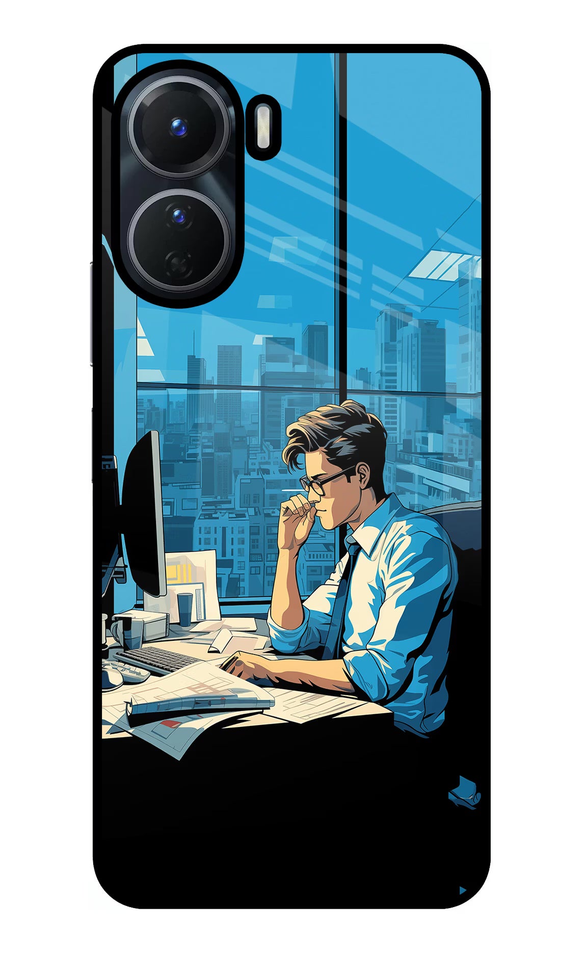 Focused Hustler (AI Generated) Vivo Y16 Glass Case