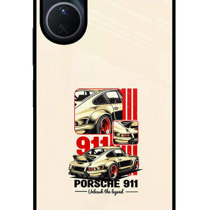 Classic Porsche 911 Vivo Y16 Glass Case Back Cover by Casekaro