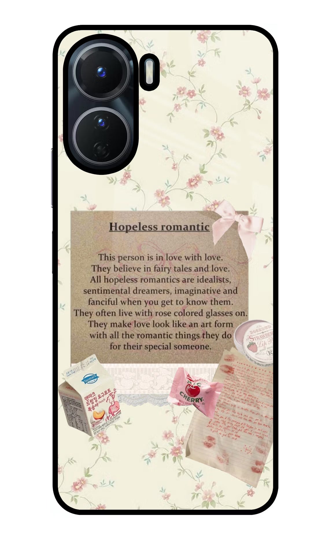 Hopeless Romantic Vivo Y16 Glass Case Back Cover by Casekaro