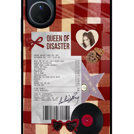 Queen of Disaster Vivo Y16 Glass Case Back Cover by Casekaro