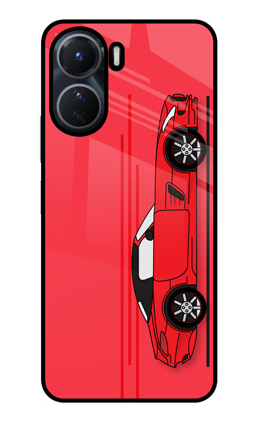 Red Velocity Vivo Y16 Back Cover, Glass case