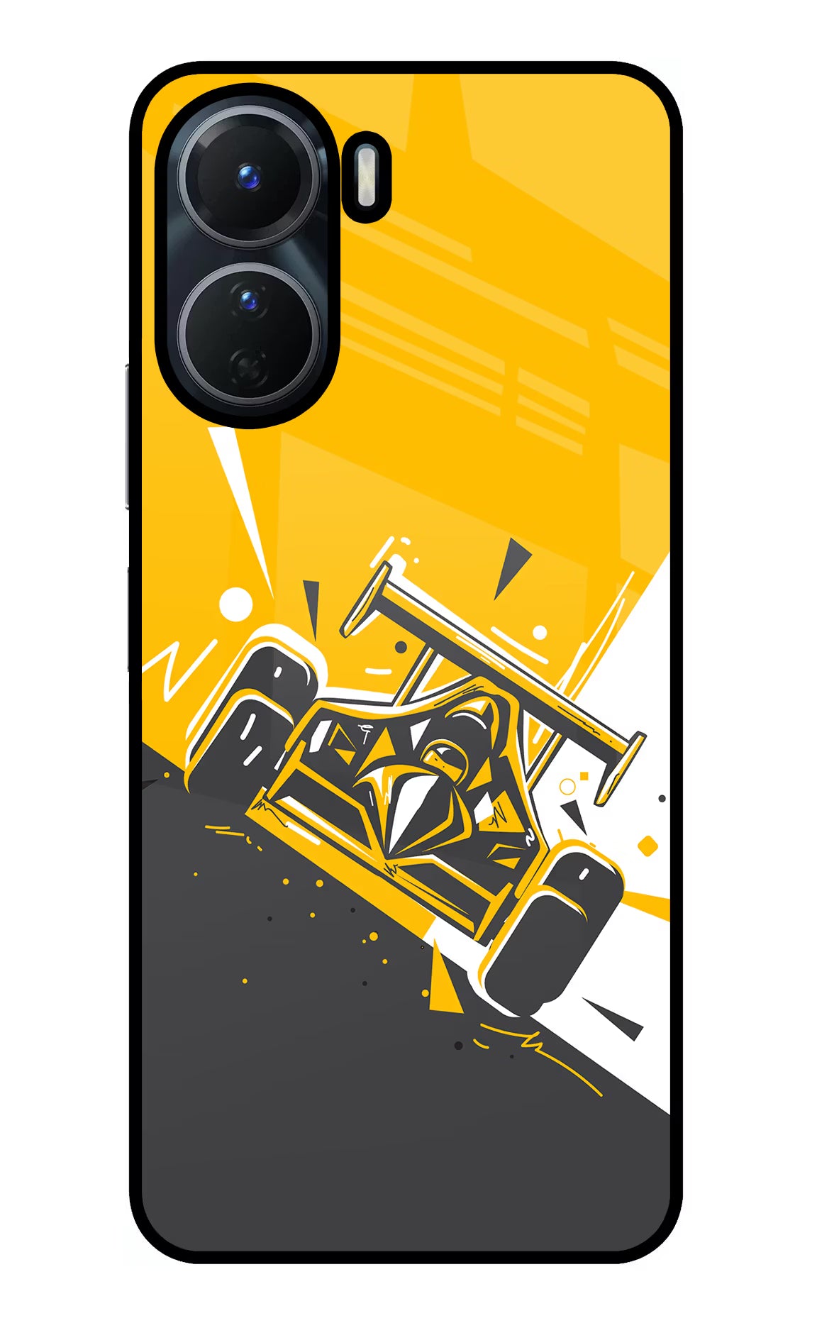 Track King Vivo Y16 Glass Case Back Cover by Casekaro