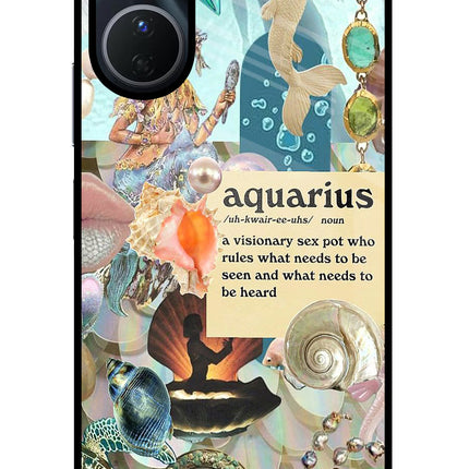 Aquarius Zodiac Vivo Y16 Glass Case Back Cover by Casekaro