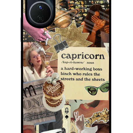 Capricorn Zodiac Vivo Y16 Glass Case Back Cover by Casekaro