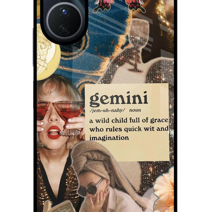 Gemini Zodiac Vivo Y16 Glass Case Back Cover by Casekaro