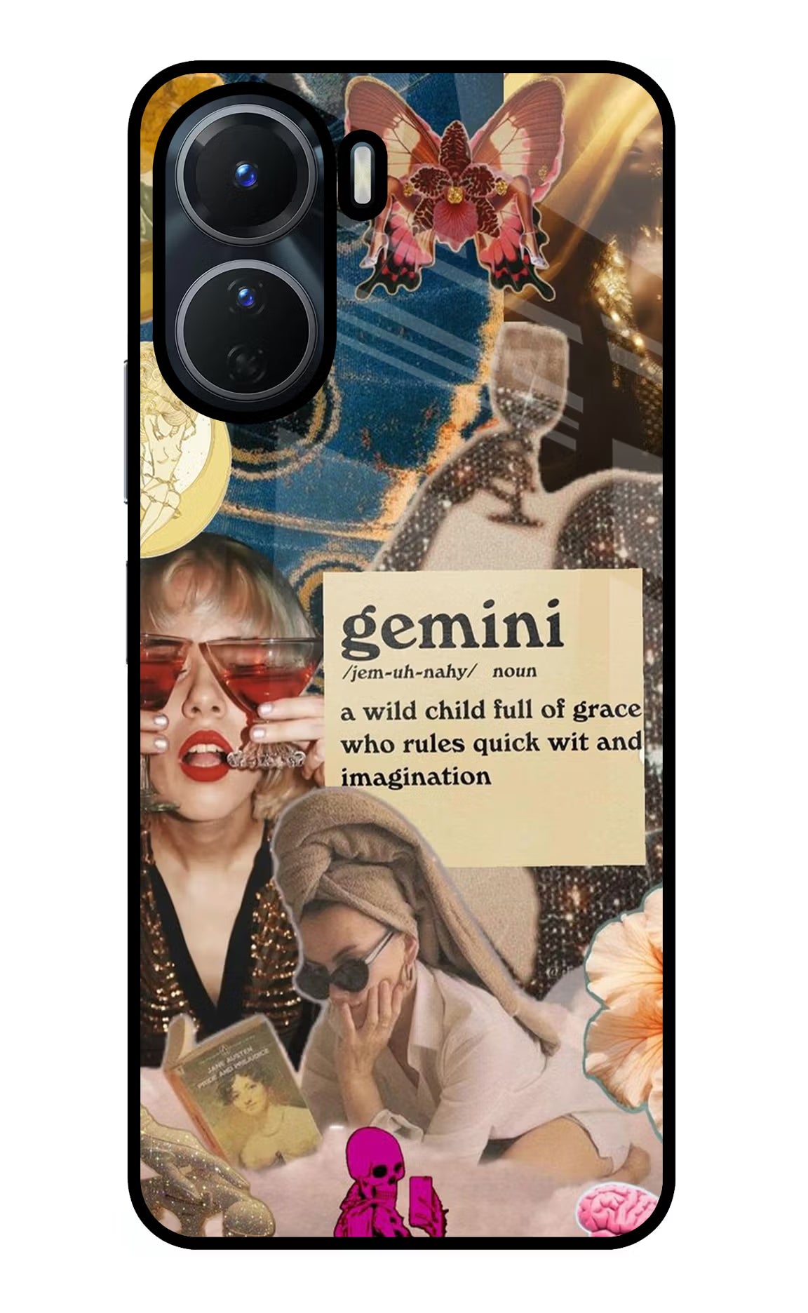 Gemini Zodiac Vivo Y16 Glass Case Back Cover by Casekaro