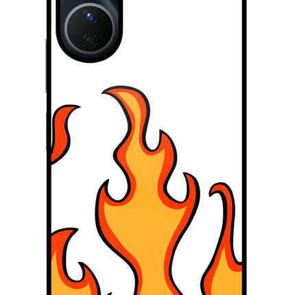 Fired Up – White Vivo Y16 Glass Case Back Cover by Casekaro