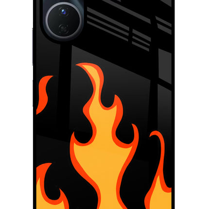 Fired Up – Black Vivo Y16 Glass Case Back Cover by Casekaro