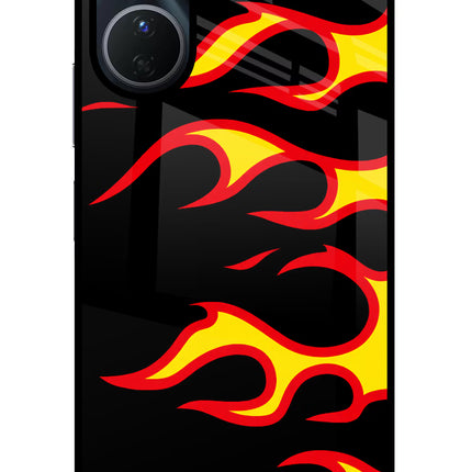 Side Sweep Flames Vivo Y16 Glass Case Back Cover by Casekaro