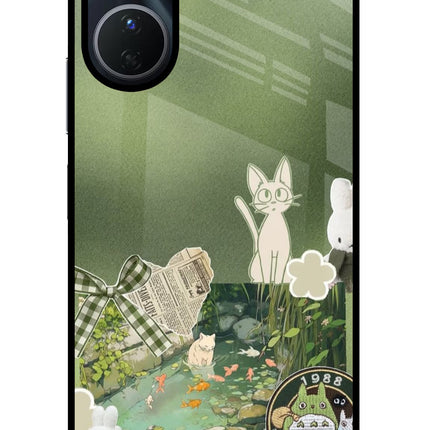 Aesthetic anime Vivo Y16 Glass Case Back Cover by Casekaro