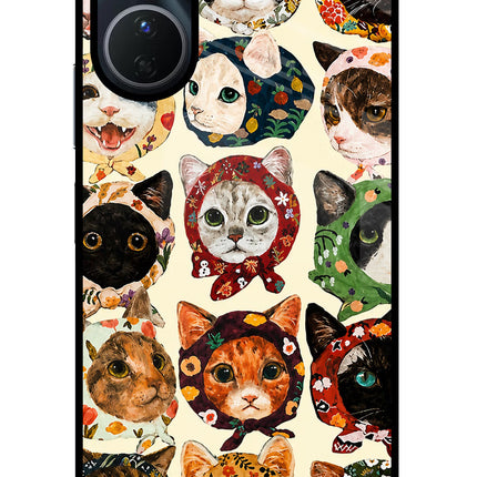 Cool Cat Vivo Y16 Glass Case Back Cover by Casekaro