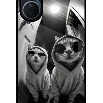 Hood Cats Vivo Y16 Glass Case Back Cover by Casekaro