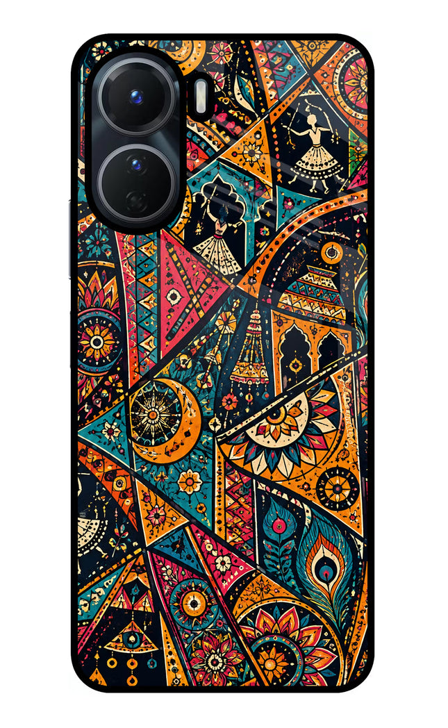 Folk Print Vivo Y16 Glass Case