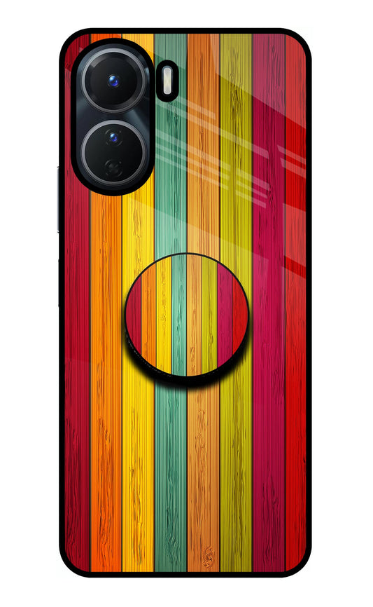 Multicolor Wooden Vivo Y16 Glass Case