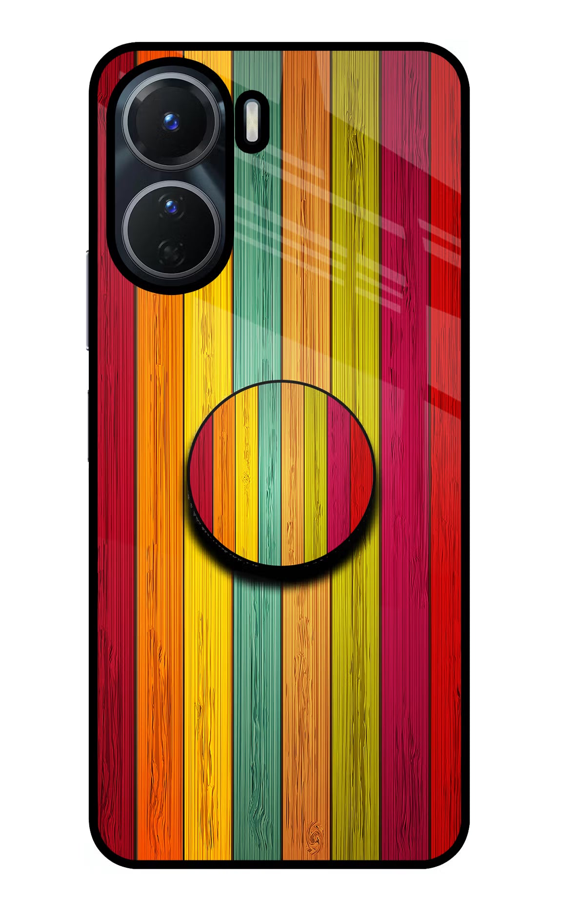 Multicolor Wooden Vivo Y16 Pop Case by Casekaro