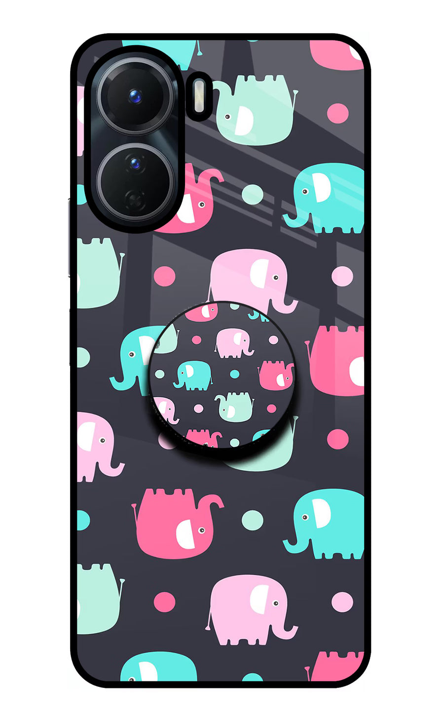 Baby Elephants Vivo Y16 Pop Case, Glass case