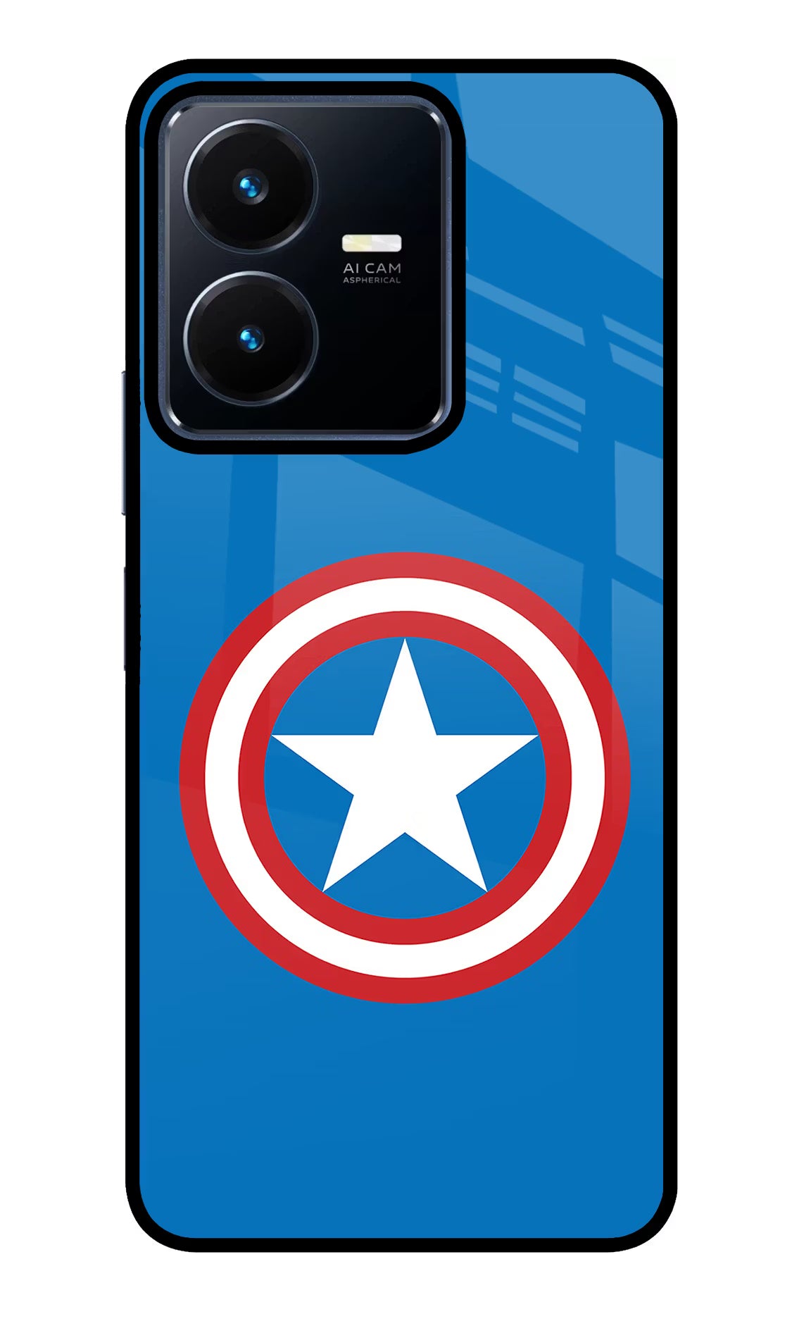 Captain America Logo Vivo Y22 Glass Case Back Cover by Casekaro