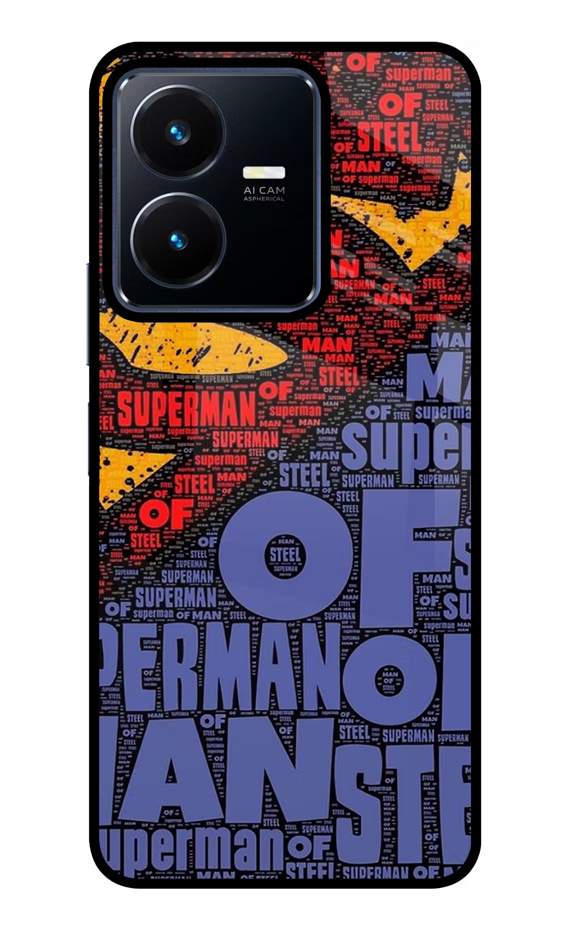 Superman Vivo Y22 Glass Case Back Cover by Casekaro