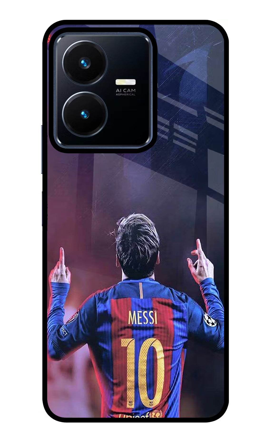 Messi Vivo Y22 Glass Case Back Cover by Casekaro