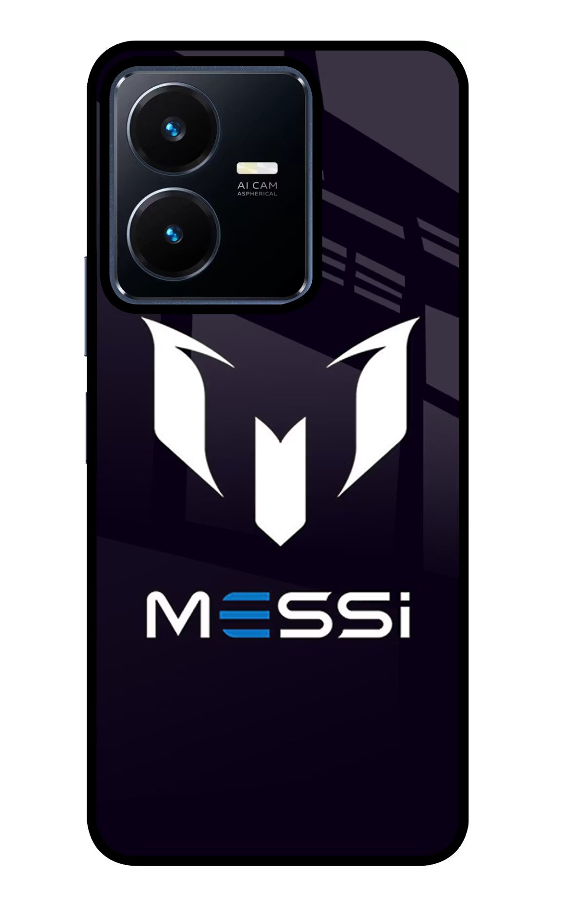 Messi Logo Vivo Y22 Glass Case Back Cover by Casekaro