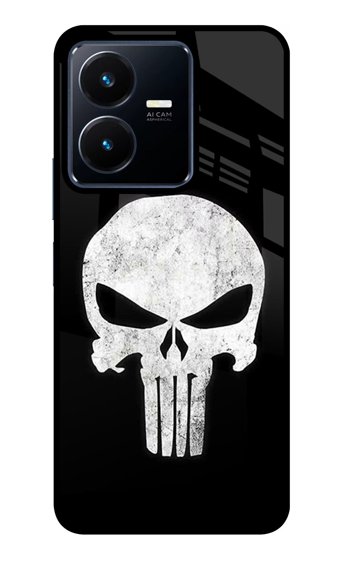 Punisher Skull Vivo Y22 Glass Case Back Cover by Casekaro