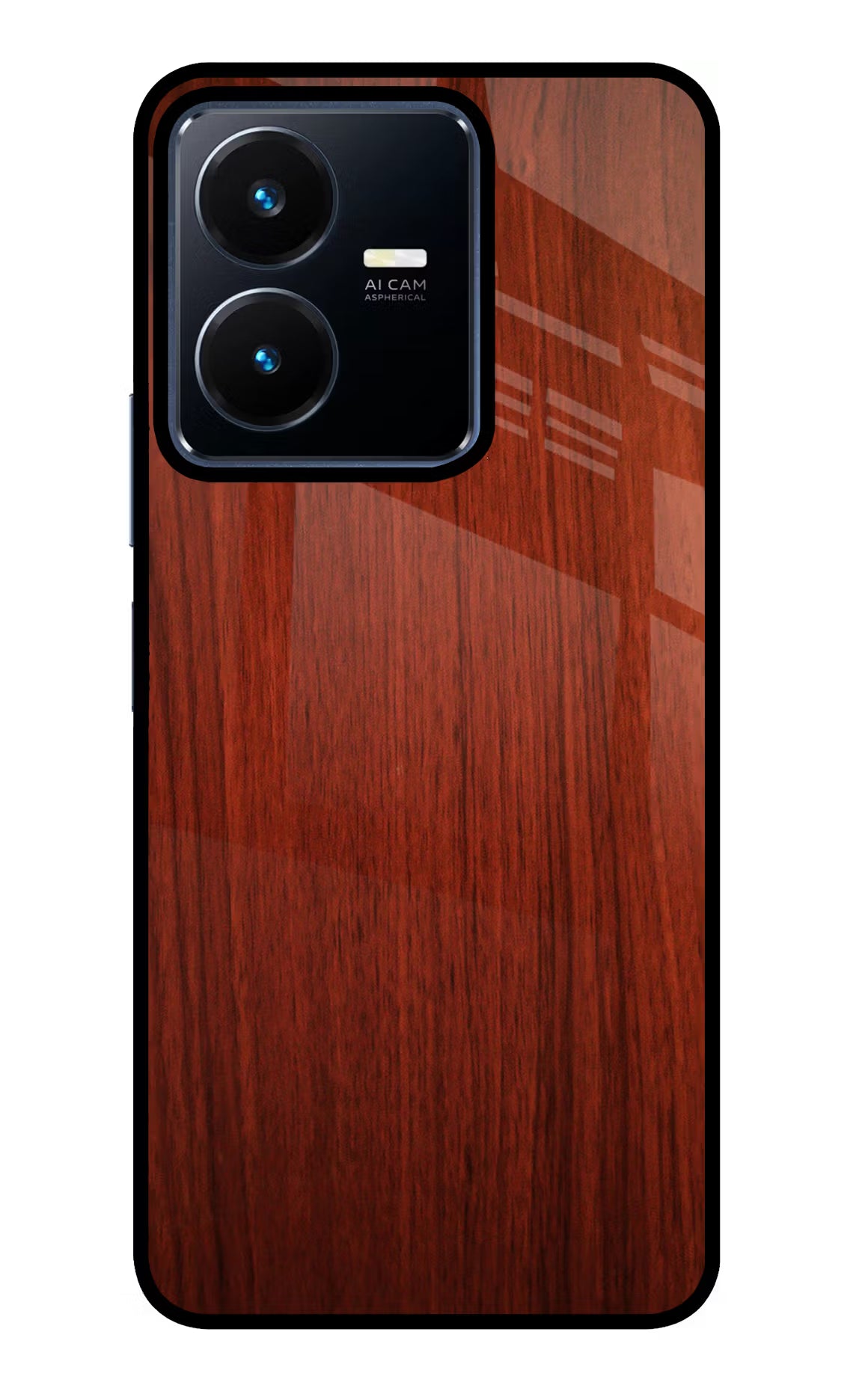 Wooden Plain Pattern Vivo Y22 Glass Case