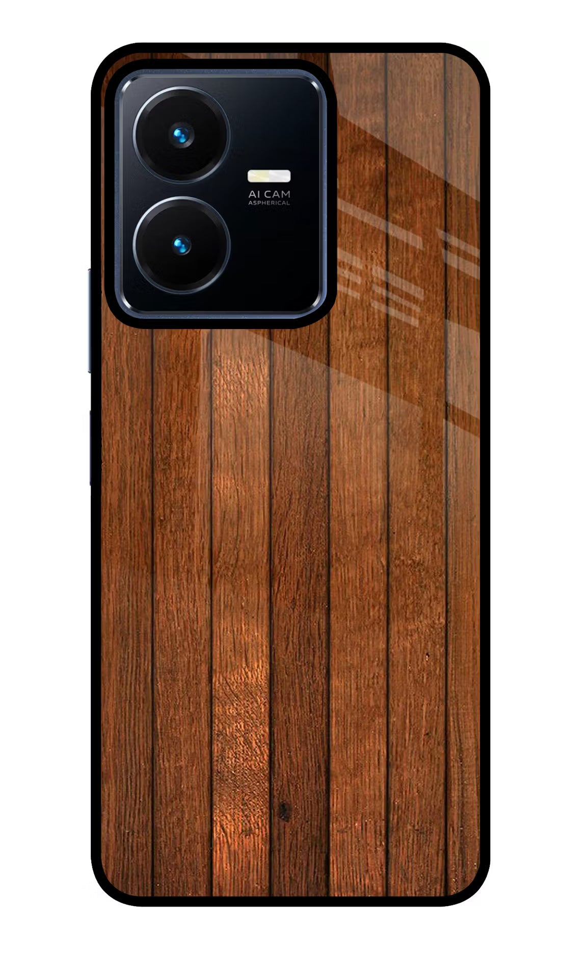 Wooden Artwork Bands Vivo Y22 Glass Case Back Cover by Casekaro