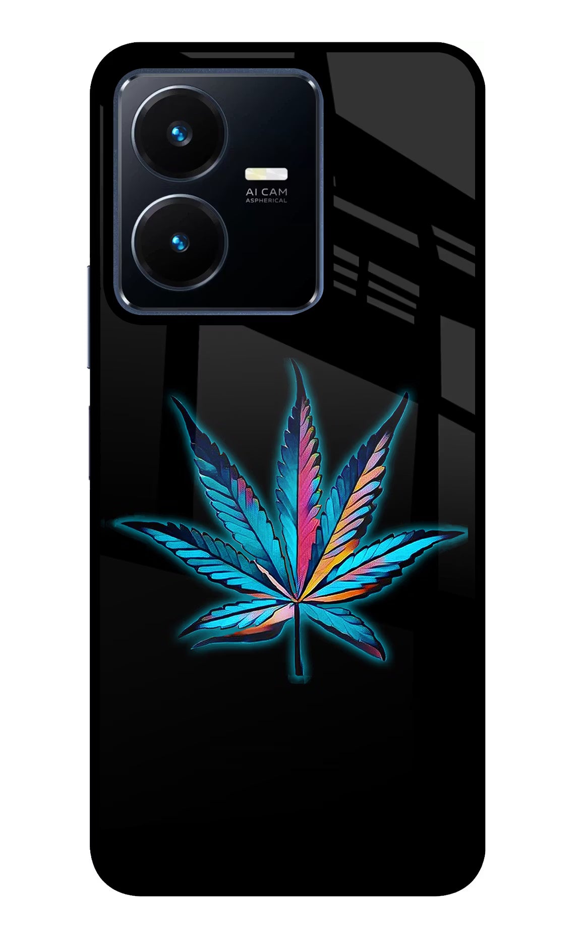 Weed Vivo Y22 Glass Case Back Cover by Casekaro