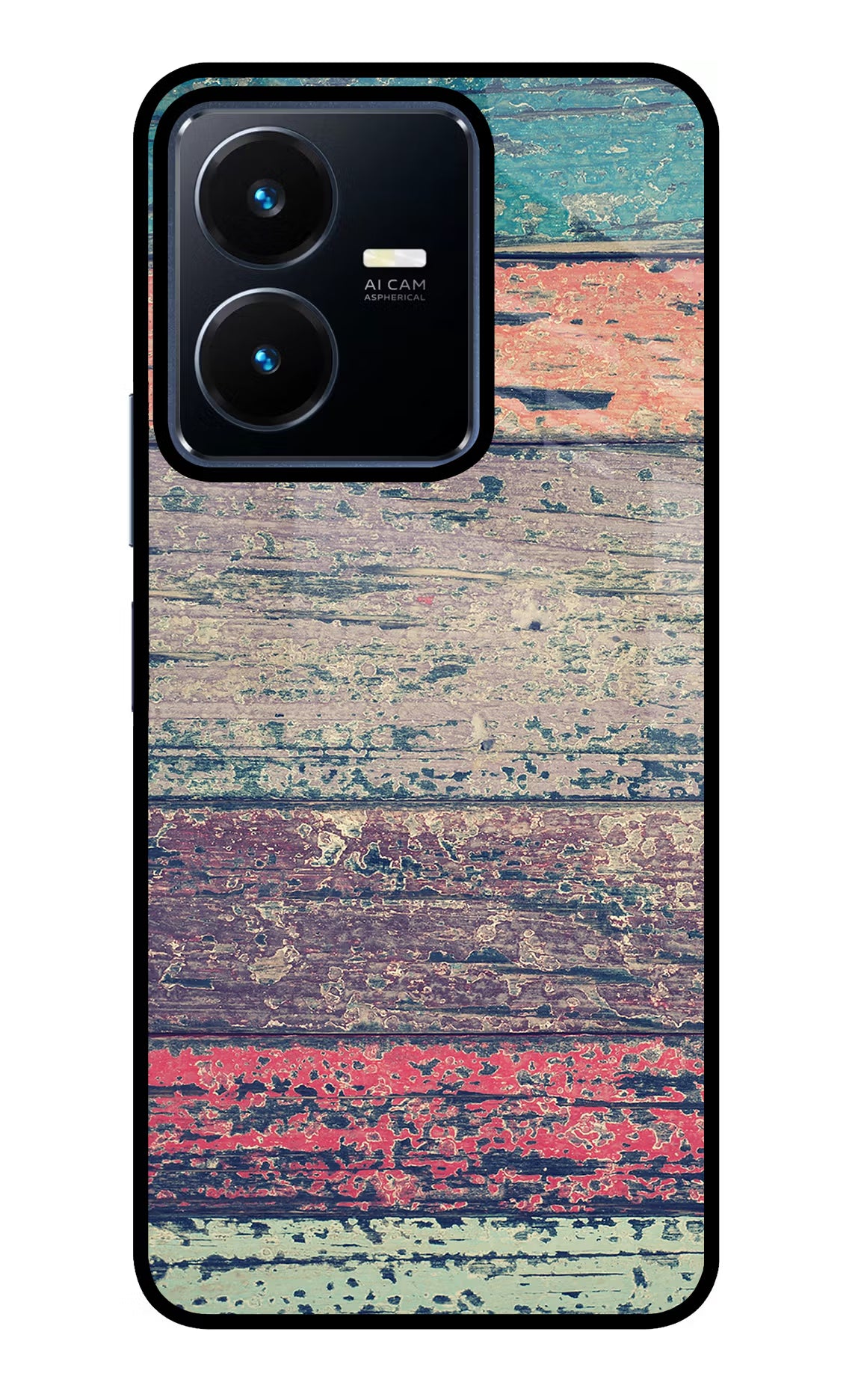 Colourful Wall Vivo Y22 Glass Case Back Cover by Casekaro