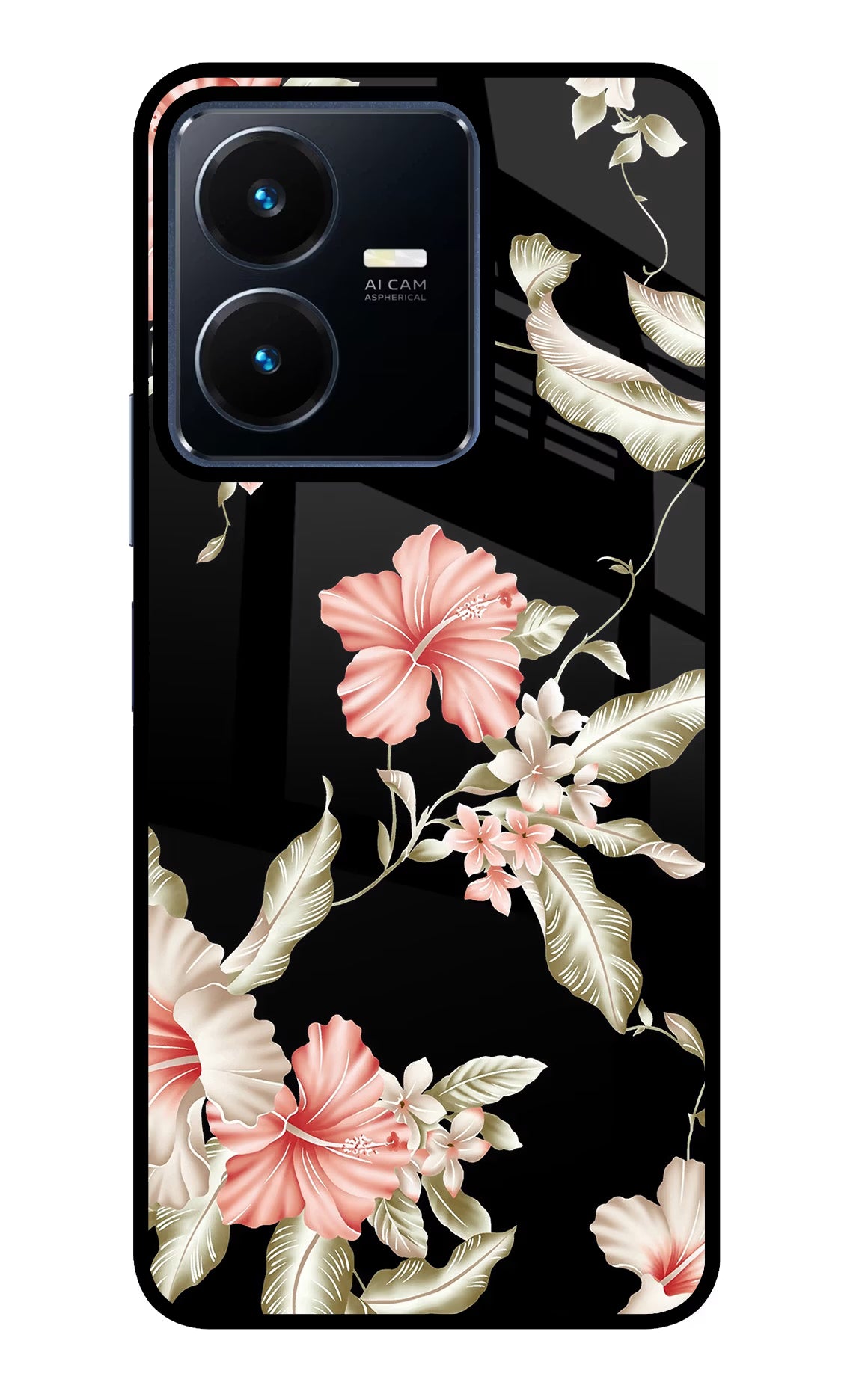 Flowers Vivo Y22 Glass Case Back Cover by Casekaro